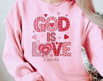 Camiseta "Dios es amor", sudadera religiosa, regalo de San Valentín, suéter "Adorador de Dios", camiseta "Adorador de Jesús", sudadera cristiana, camiseta con versículo bíblico