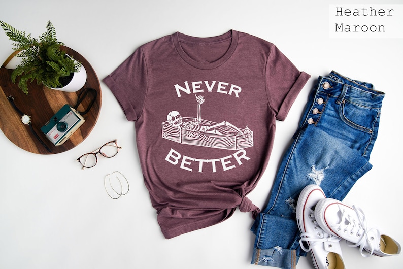 Never Better Sarcastic Skeleton Coffin Halloween Shirt, Halloween Party Shirt, Halloween Humor Tee, Spooky Season Shirt, Halloween Vibes Tee image 4