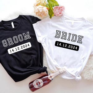 Custom Date Bride and Groom Shirts, Married Couple Mr Mrs T-Shirt, Wedding Date Shirt, Personalized Bride and Groom Gift, Wedding Gift Shirt