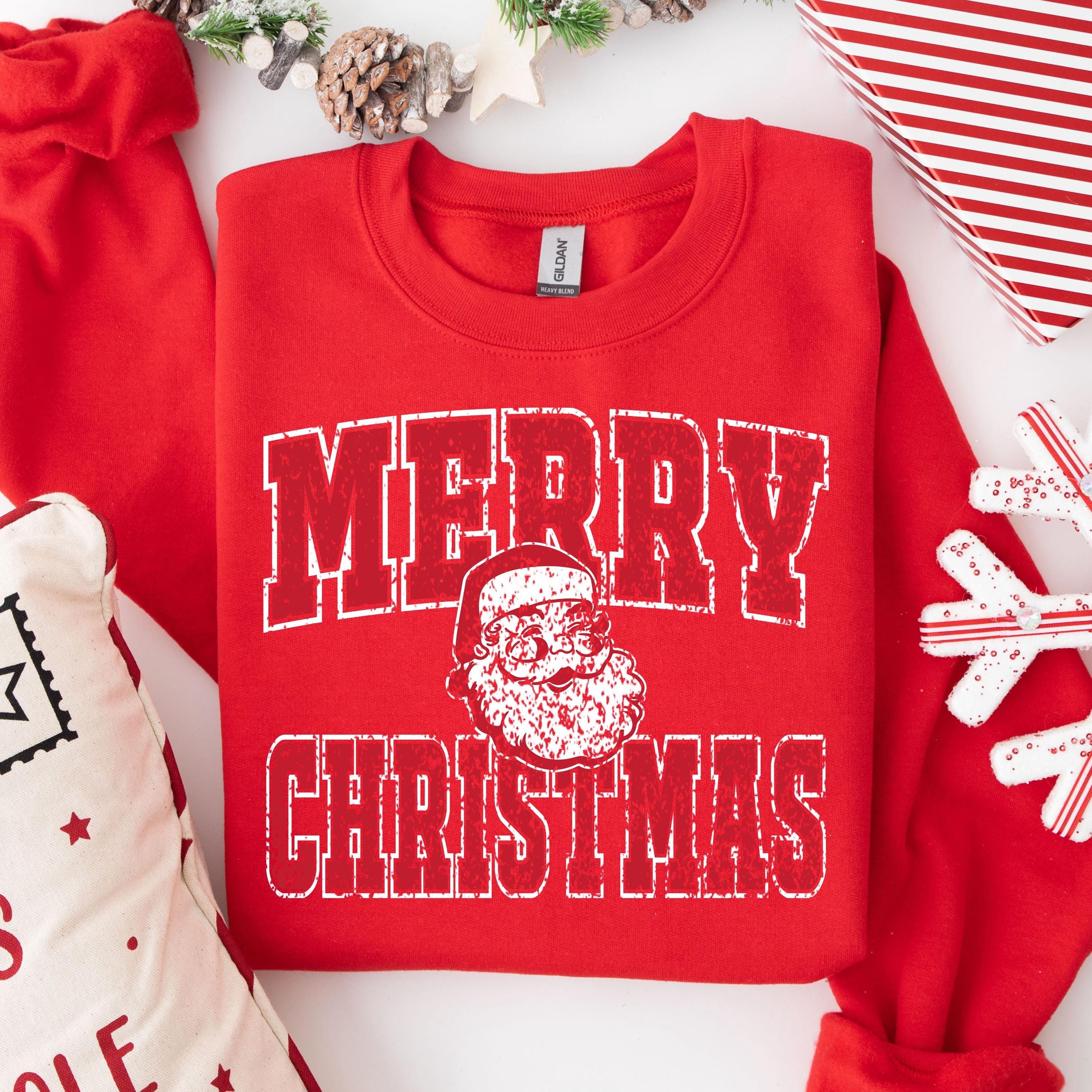 トップス N&N STORE I BELIVE IN SANTA SWEAT Merry Christmas Santa Sweatshirt, Collage Christmas Sweater