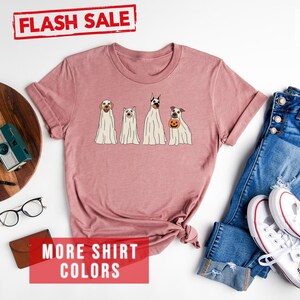 Ghost Dog Friends Hondenliefhebbers Halloween schattig T-shirt uniseks, hondenmoeder Halloween-T-shirt, dierenliefhebbers Halloween-feestkleding, pompoenseizoen-T-shirt afbeelding 4