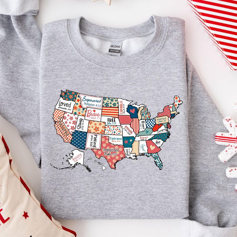 Bible Verse USA Map Shirt, Retro America Map Shirt, Religious 4th of July T-Shirt, Independence Day Tee, Floral America Shirt, Retro USA Tee image 2