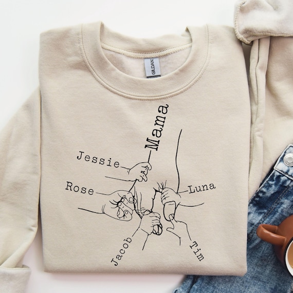 Custom Kids Name Mama Shirt, Mama Hand with Kids Name T-Shirt, Mother's Day Gift, Personalized Grandma T-Shirt, Birthday Gift For Mommy