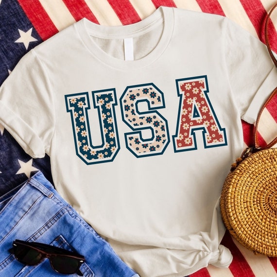 4th Of July America Shirts, Floral USA Sweatshirts, Independence Day Shirt, Memorial Day Shirts, Fourth Of July Tees, American Flag Shirts