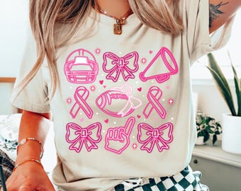 Pink Neon  Baseball Shirt, Neon Baseball Sweatshirt, Neon Football Pink Out Shirt,  Breast Cancer Bow Shirt, Gameday T-Shirt, Sports Mom Tee