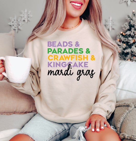 Beads Parades Crawfish Kingcake Mardi Grag Sweater, Trendy Mardi Gras Carnival Outfit, Funny Shenanigans Shirt, Cute Parade Krewe Hoodie