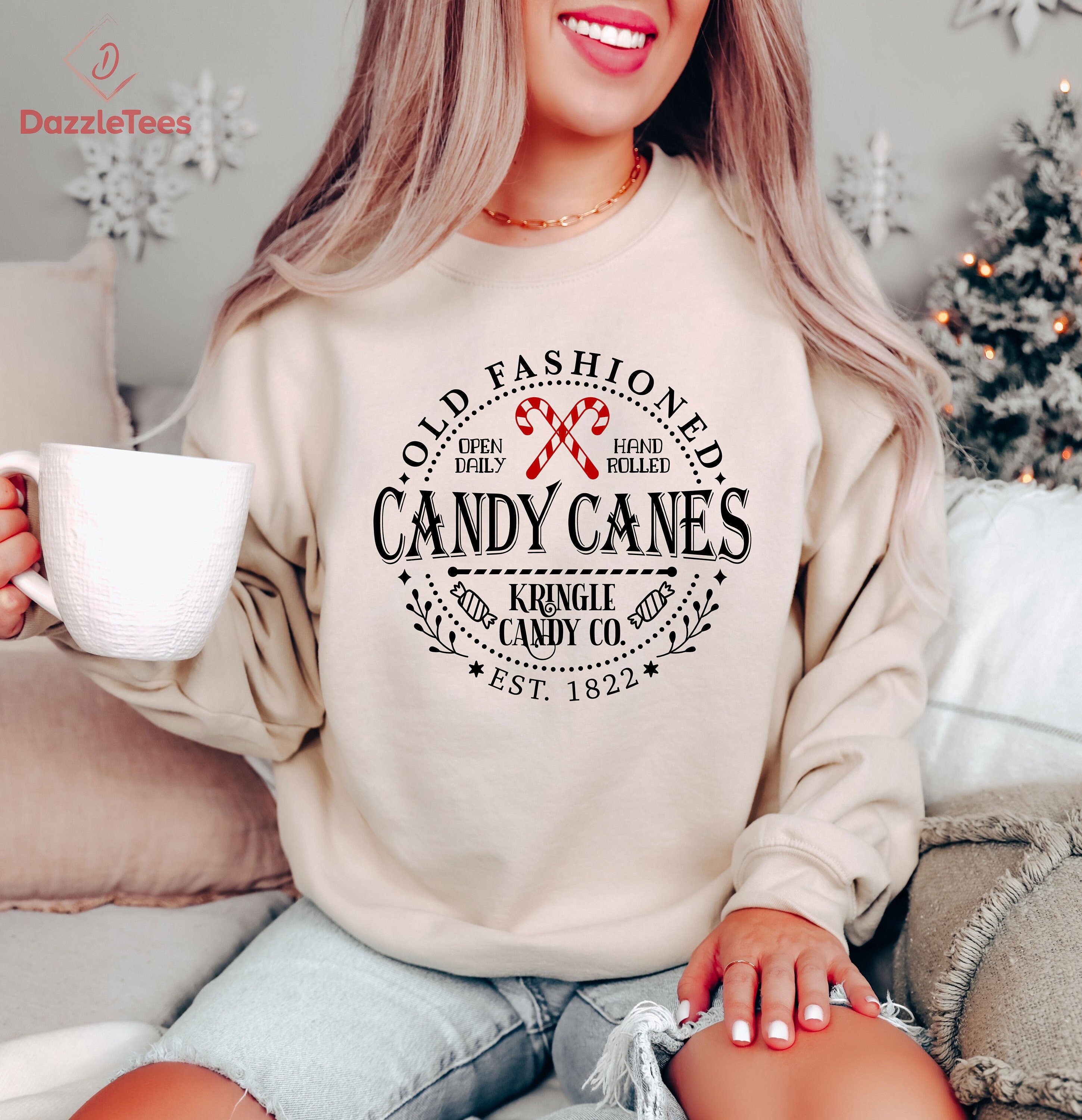 Old Fashioned Candy Canes Merry Christmas Sweatshirt, Kringle Candy Co. Est 1822 Sweater, Retro Christmas Sweatshirt, Christmas Vibes Hoodie