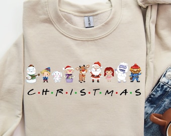 Christmas Friend Sweatshirt, Funny Christmas Party Shirts, Christmas Elf Tee,Holiday Crewneck,Merry Christmas Shirts,Retro Christmas T-Shirt