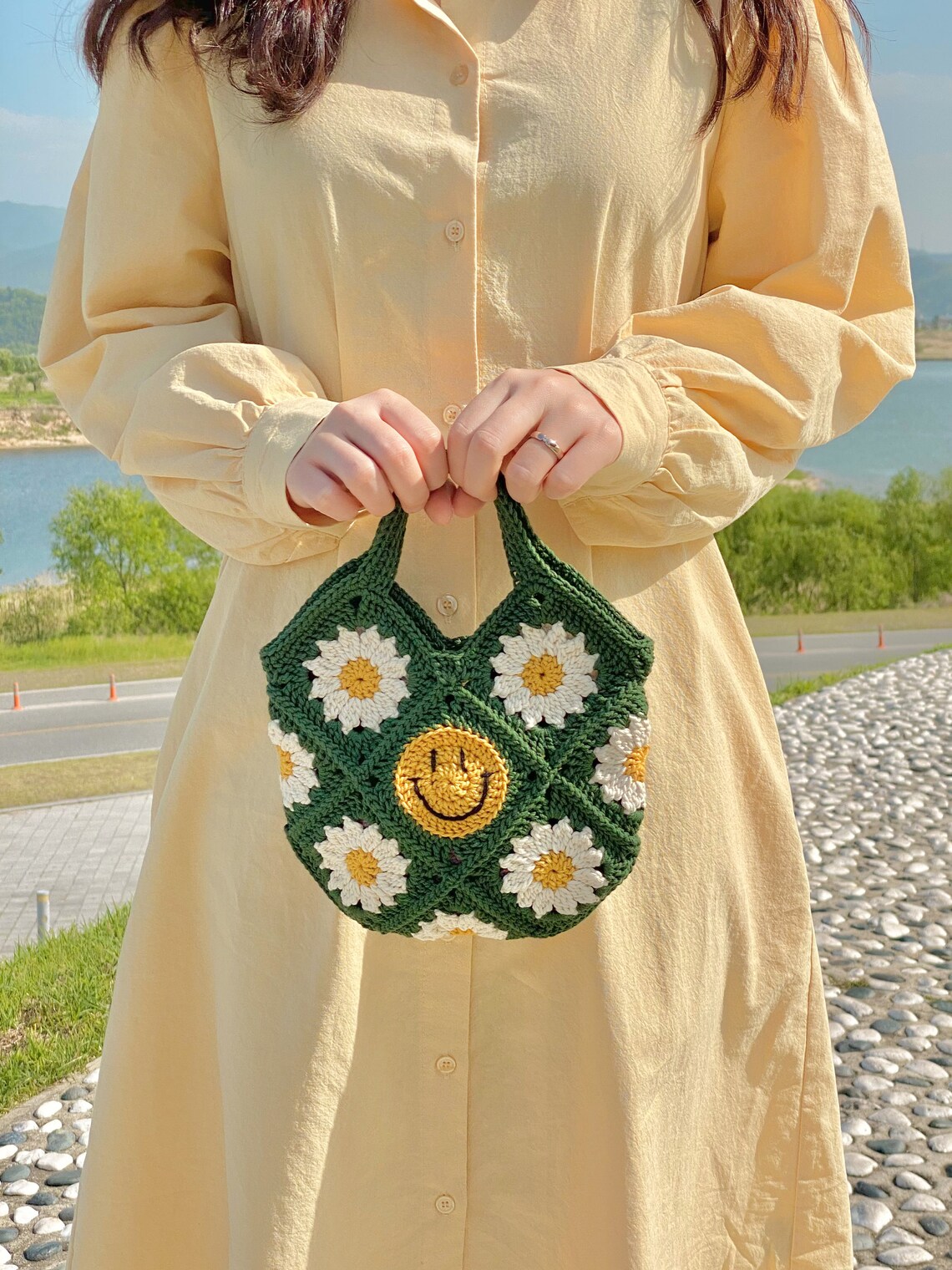 Crochet Crossbody Bags, Cute Crossbody Bag, Crochet Daisy Bag, Gift for