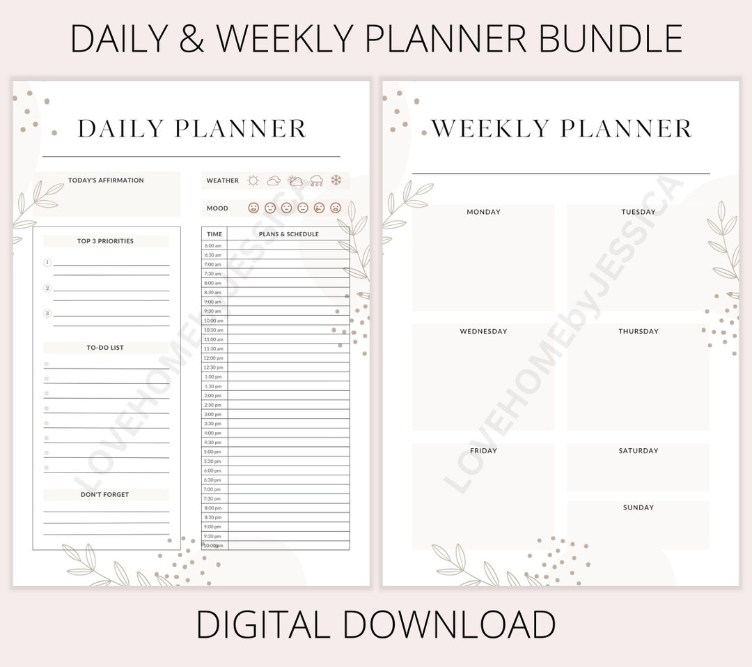 My Daily & Weekly Planner Bundle Instant Download Printable Home ...