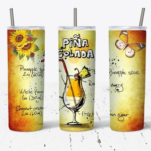 Sweet Summer Time Pina Colada 20 OZ Skinny Tumbler Design - Straight & Tapered Sublimation Wrap Design - Tumbler PNG - Wrap Template