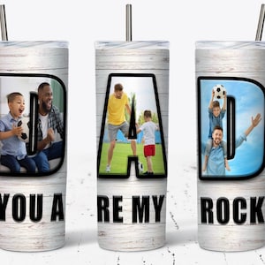 Dad Photo Tumbler Wrap, Add Photo Tumbler PNG, Father's Day Tumbler, Seamless PNG, 20 OZ Skinny Tumbler Sublimation Design, Fathers Gift