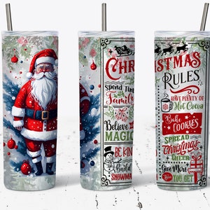 Christmas Tumbler Wrap, Christmas Rules PNG, 20 OZ Skinny Tumbler Sublimation Design, Santa Png, snowflake tumbler, gift for christmas