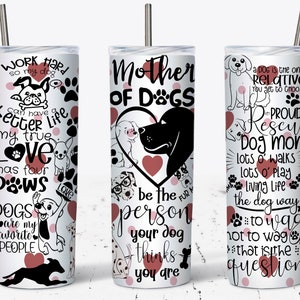 Dog Mama Tumbler Wrap PNG, Hundtumbler, Hundcitat Sublimeringsdesigner Nedladdningar, Slim 20oz, Hundtassar, Hundälskare, Present till Hundälskare