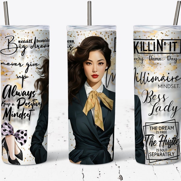 Asian Girl Boss tumbler wrap, asian boss lady tumbler wrap, 20 OZ Skinny Tumbler Sublimation Design, Business Woman Gift, Inspirational Gift