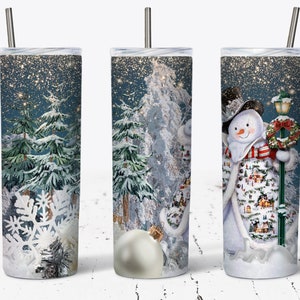Weihnachtsbecherverpackung, Weihnachtsmann, Winterszene, 20 Unze dünner Becher, gerades und konisches Sublimationsverpackungsdesign - PNG, Weihnachtsgeschenk