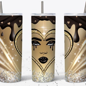 Melanin Girl Tumbler Wrap, Melanin Sublimation Design Wraps for 20 oz. Skinny Tumbler PNG Download, Melanin Woman Gift, Black Magic Girl