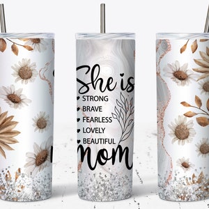 Floral Mom Tumbler Wrap, Boho Tumbler Wrap, 20oz Skinny Sublimation Design, Mothers Day Floral PNG, Boho Flower, Gift For Mom, Mother&#39;s Day