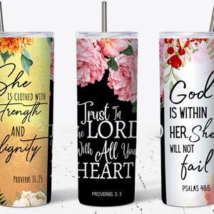 Bible Verse Tumbler Wrap, Religious Tumbler Wrap, Faith Tumbler Wrap, 20 OZ Skinny Tumbler Sublimation  Design, proverbs, psalm png gift