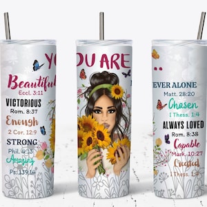 Melanin Girl Magic Motivation | You Are |  Self Love | 20 OZ Skinny Tumbler Design, Straight & Tapered Sublimation Wrap Design, Tumbler PNG