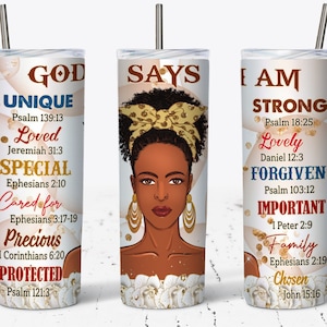 Melanin Girl Magic Motivation | You Are |  Self Love | 20 OZ Skinny Design, Straight & Tapered Sublimation Wrap Design, Bible Tumbler PNG
