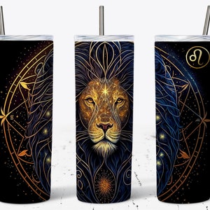 Leo Tumbler Wrap, Leo Tumbler PNG, 20 Unzen Skinny Tumbler Sublimation, Celestial Zodiac, Astrologie Tumbler Wraps, Celestial Cup Geschenke