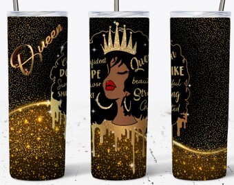 Queen Tumbler Wrap, Black Queen I Am 20 OZ Skinny Tumbler Design, Straight and Tapered Sublimation Wrap Design, Tumbler PNG, Mother Gift