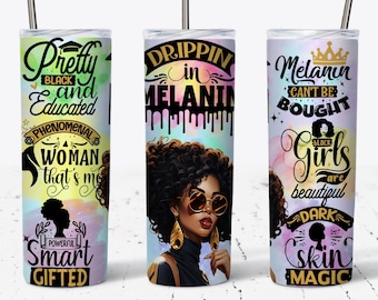 Queen Tumbler Wrap, Black Queen Affirmations, Black Woman Quotes, 20 OZ Skinny Tumbler Sublimation Design, Melanine Strong Woman, png PNGEgg, afro