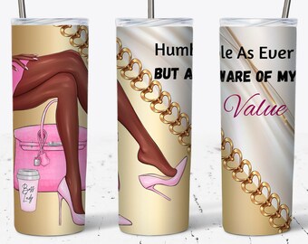 20oz Tumbler Luxury PNG Wrap| High Heels Tumbler Designer Bag| Black Girl Woman| Motivational Quote Gift for Her| Fashion Beauty Design