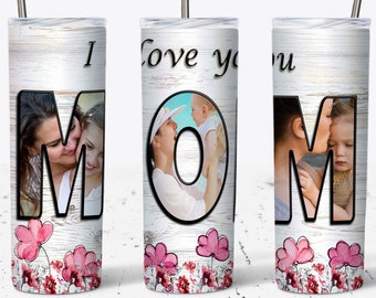 Beker moeder, Moederdag foto foto's sjabloon toevoegen, moeder foto beker wrap, 20oz magere beker, moeder foto's beker, digitale PNG-bestanden
