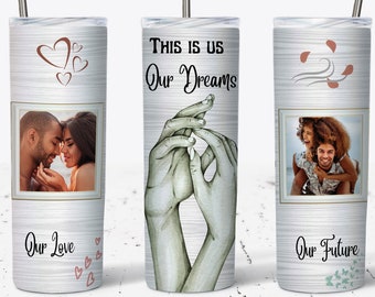 Love Story Tumbler Wrap, Love Tumbler Wrap With Picture, Add Photo 20 OZ Skinny Tumbler Design Sublimation PNG, Photo Couple Gift for lovers