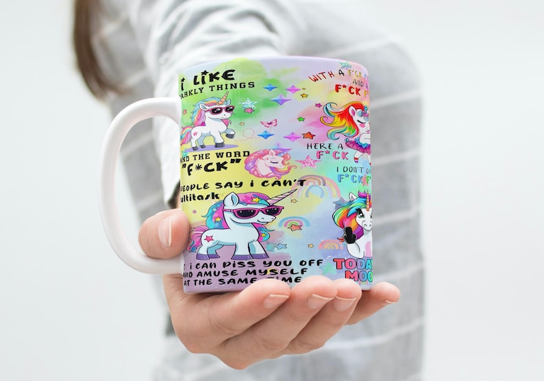 Sarkastische Becherverpackung, beliebte 15 Unzen und 11 Unzen lustige Tasse Sublimationsdesign PNG, Vulgar Becher PNG, lustige Sublimationsdesigns, lustiges Einhorn PNG, Snarky Bild 3