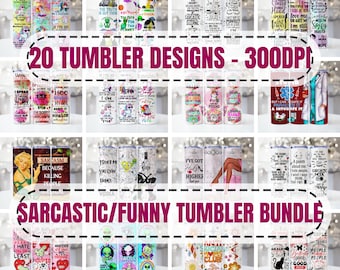 20 Funny Tumbler Wrap Bundle, Sarcastic PNG, 20oz Skinny Tumbler, Funny Bundle PNG Wrap, Tumbler Bundle Wrap, PNG&#39;s Files Instant Download