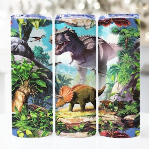 Jurassic Tumbler Wrap, 20oz Skinny Tumbler Sublimation Design, Dinosaur Tumbler PNG, T-rex tumbler wrap, Wild life, Country Tumbler png