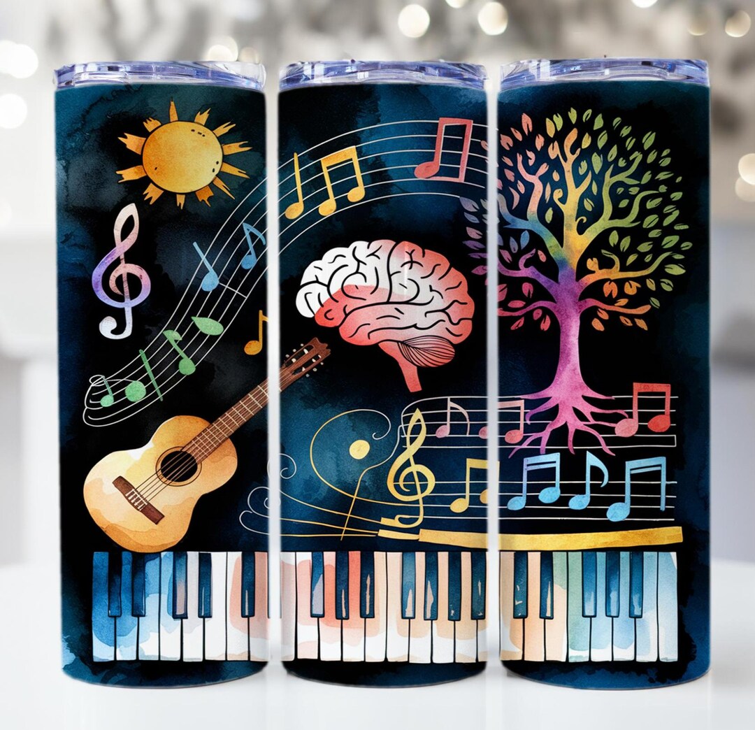 Music Note Tumbler Wrap, Music Wrap for Tumbler, Watercolor PNG, Music ...