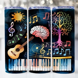Music Note Tumbler Wrap, Music Wrap For Tumbler, Watercolor PNG, Music Notes png, 20oz Skinny Tumbler Sublimation Design, Music Lovers Gift