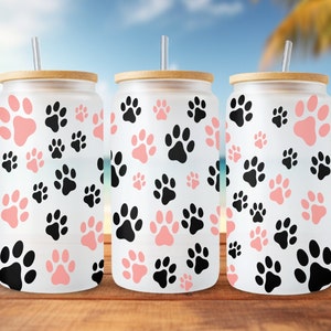 Dog Paws Libbey PNG, Dog Libbey PNG, 16oz Libbey Glass Can Design, Sublimation png, Dog Lovers Digital File, Libbey Cup, PNG Gift