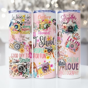 Photographer&#39;s Life 20oz Skinny Tumbler Sublimation Designs, Photographer&#39;s Life PNG File Digital Download, occupational tumbler png gift