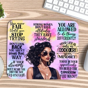 Regina Nera PNG, Tappetino per mouse alla melanina PNG, Tappetino per mouse PNG a sublimazione, Ragazza afro png, tappetino per mouse motivazionale, regalo ispiratore per donna nera, boho