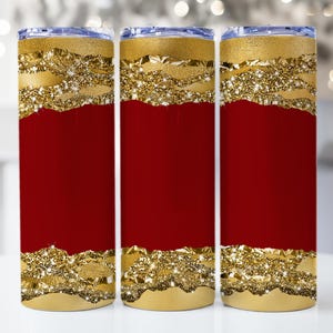Tumbler Wrap in oro rosso, carta strappata oro PNG 20 OZ Design Tumbler magro, Design involucro per sublimazione dritto, Tumbler PNG, regalo glamour da ragazza