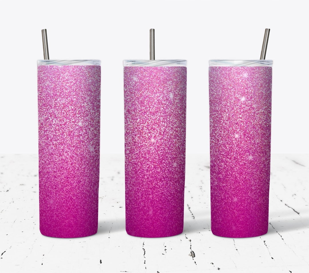 Pink Glitter Gradient Seamless 20 OZ Skinny Tumbler Design - Straight ...