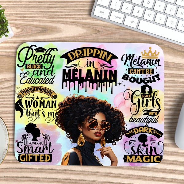 Black Queen PNG, Melanin Mouse Pad PNG, Mouse Pad PNG Sublimation, Afro girl png, Fun png mouse pad, black woman inspirational gift, boho