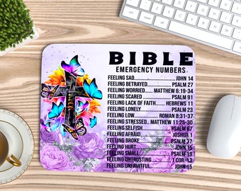 Bible Emergency Numbers PNG, Christian Mouse Pad PNG, Mouse Pad PNG Sublimation, Religious png, Faith png mouse pad gift