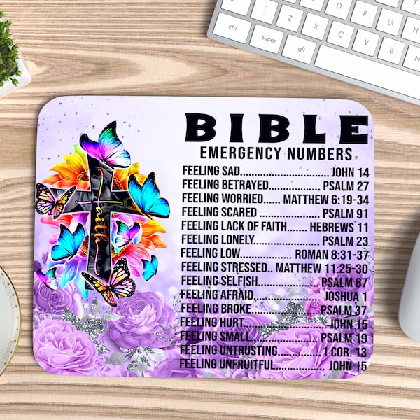 Bible Emergency Numbers PNG, Christian Mouse Pad PNG, Mouse Pad PNG Sublimation, Religious png, Faith png mouse pad gift