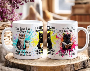 Sarkastische Becherverpackung, beliebte 15 Unzen lustiges Zitat Becher Sublimationsdesign PNG, lustige Katzen PNG, lustige Sublimationsdesigns, lustige Zitate PNG, Snarky