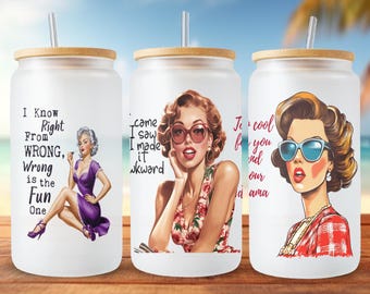 Libbey PNG sarcástica, Libbey PNG de mujer retro, diseño de lata de vidrio Libbey de 16 oz, diseños de sublimación divertidos, PNG cómico, taza sarcástica, regalo PNG divertido