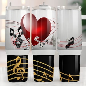 Musical Notes PNG, 40oz Tumbler Wrap, 40oz Quencher Tumbler Wrap, Music Theme PNG Sublimation Design, musical stave Png, music lovers gift