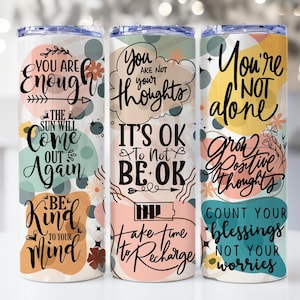 Mental Health Tumbler Wrap, Mental Health Matters Boho Inspiration Cup 20 oz Skinny Tumbler Design, Mental Health Sublimation PNG Gift