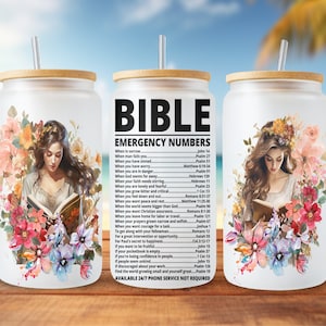 Bible Emergency Numbers PNG, 16oz Libbey Glass Can Design, Religious Sublimation png, Christian 16oz Libbey Cup PNG, Faith libbey png gift