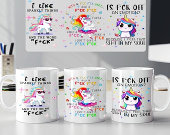 Sarcastische mokomslag, ik hou van sprankelende dingen, 11 oz en 15 oz grappig citaat mok sublimatie png, vulgaire mok png, grappige eenhoorn png, mok png, mok